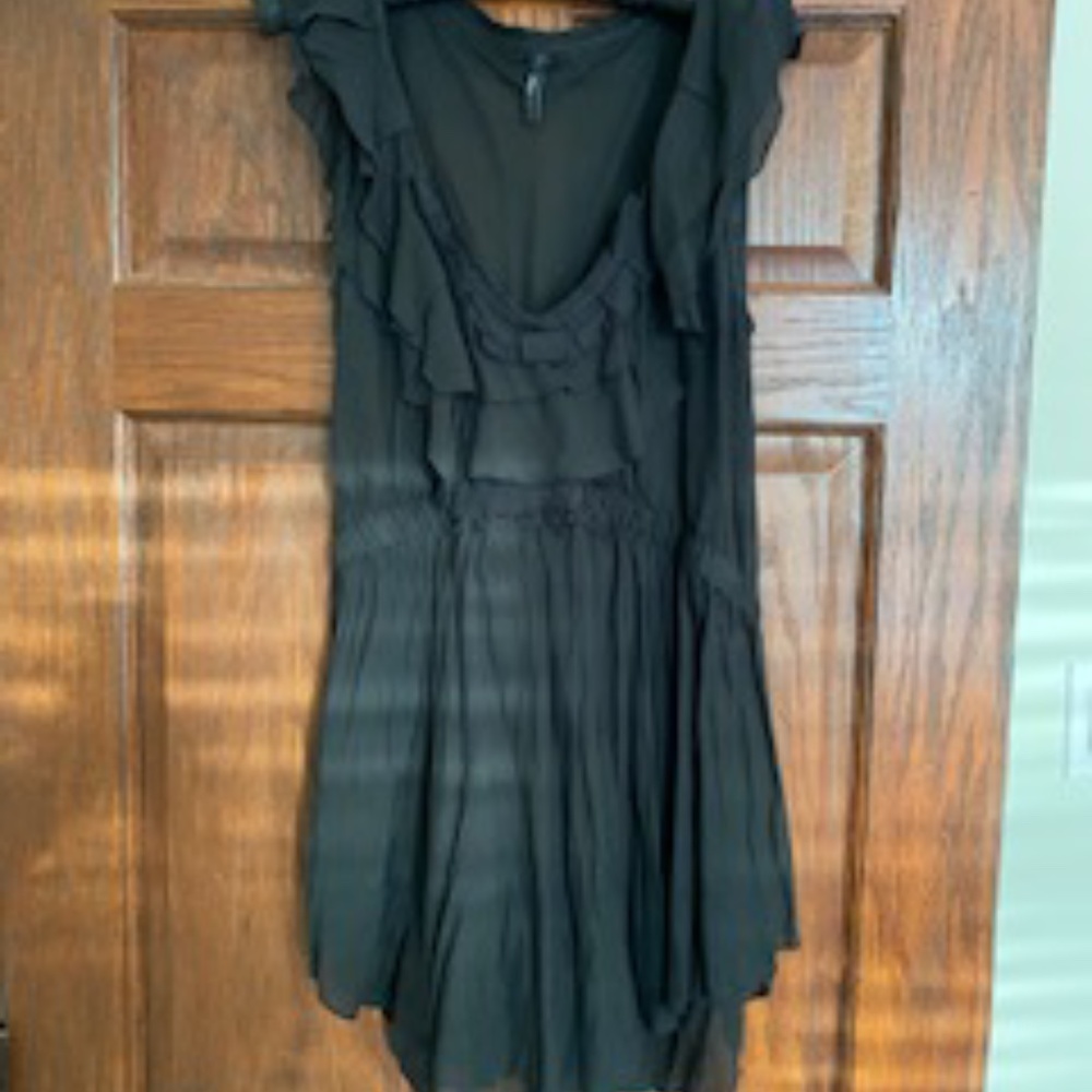 Black cotton dressy tank with ruffles